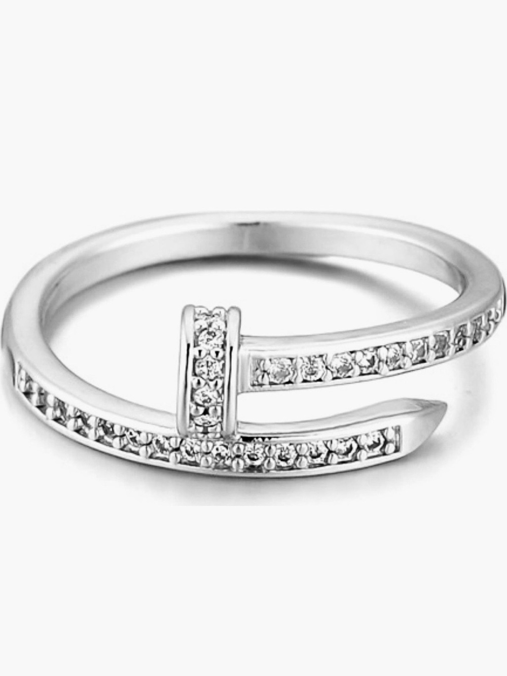 Designer Inspired Stainless steel Pave Nail Ring size 7 brand new